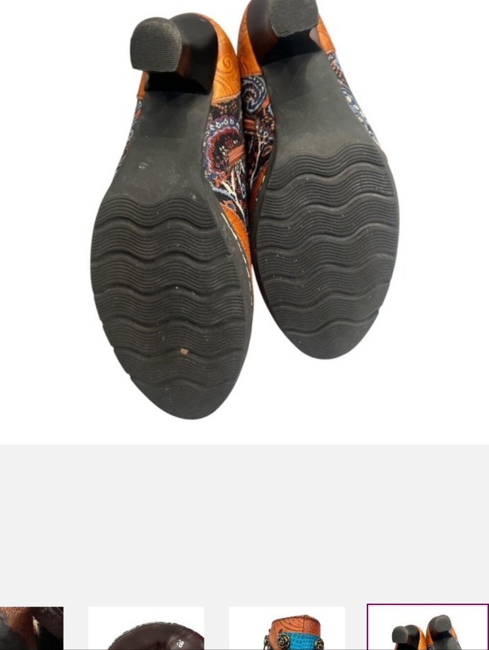 Socofy Boho Festivalcore Tapestry Art To Wear Ankle Embossed Boots EU38 -US 7.5 - Picture 3 of 11